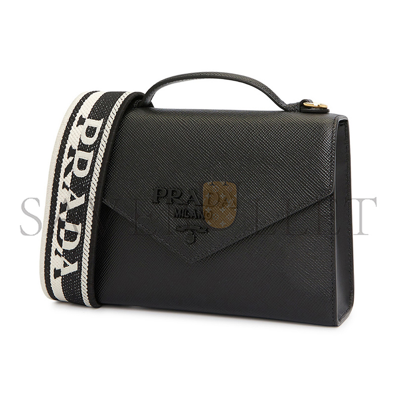 pra*a shoulder bag handbag monoCh*0me saffiano black 1bd317 (21*14*6.5cm)